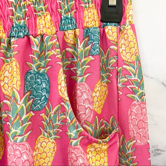 Simply Southern Pink Pineapple Print Tassel Shorts Small Medium - Picture 4 of 7